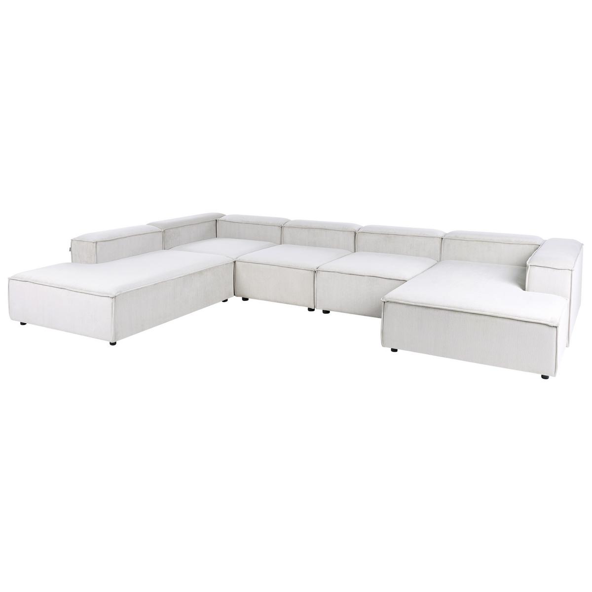 ECKFSOFA Modul 5-Sitzer rechtsseitig Cremeweiß Cord Ardal - Creme/Schwarz, Textil (414/269cm) - Beliani