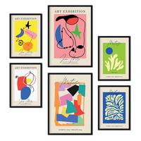POSTER Set Mit 6 Kunstausstellung Sammlung A3 & A4 Schwarzer Rahmen - Schwarz, Papier (29/3cm) - Nacnic