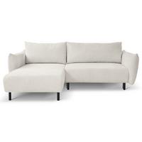 ECKSOFA UNO Creme Plüsch-Stoff mit Schlaffunktion - Creme, Holz (257/171cm) - MASSENO