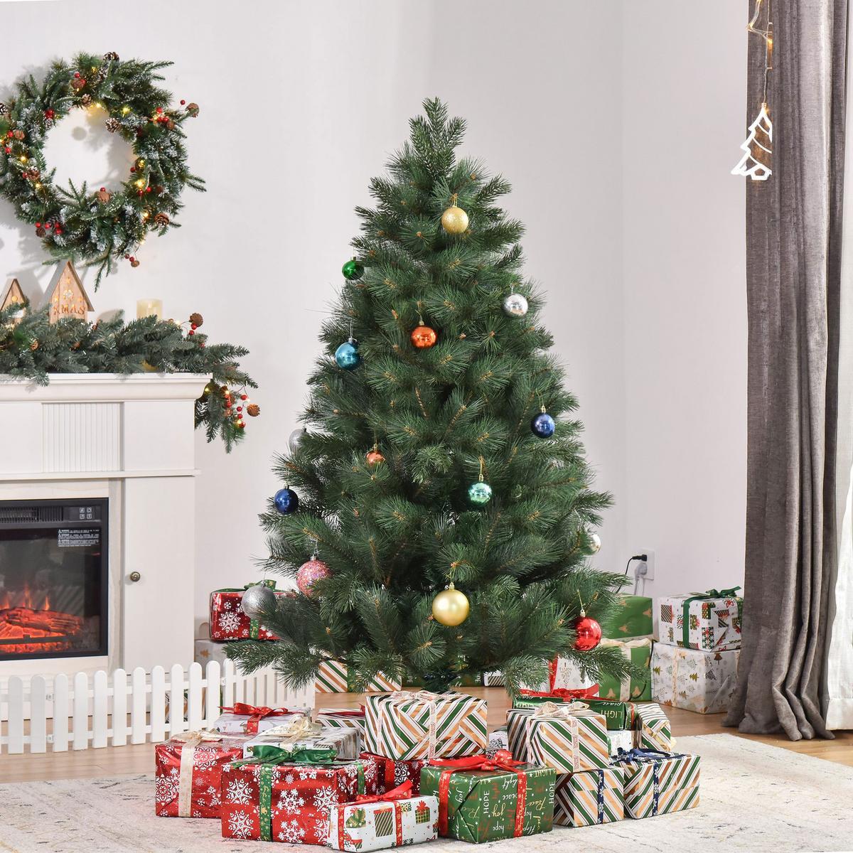 180 cm Weihnachtsbaum Künstlich Christbaum Dichte Zweige für Weihnachtsfest - Grün, Kunststoff (180cm) - HOMCOM