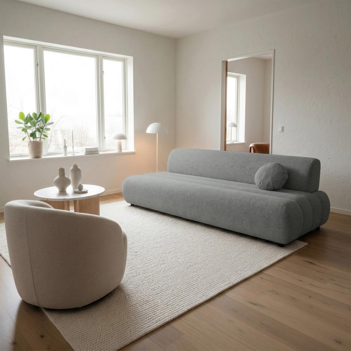 SCHLAFSOFA Arione 214 cm - Hellgrau/Schwarz, Kunststoff/Textil (214/74/104cm) - Selsey