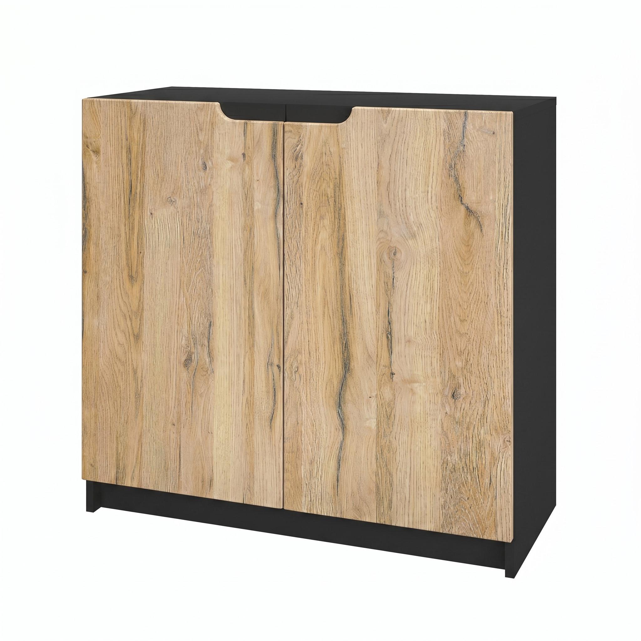 KOMMODE Logan Fronten in Eiche Natur - Eichefarben, Holzwerkstoff (82/78/37cm) - Vladon
