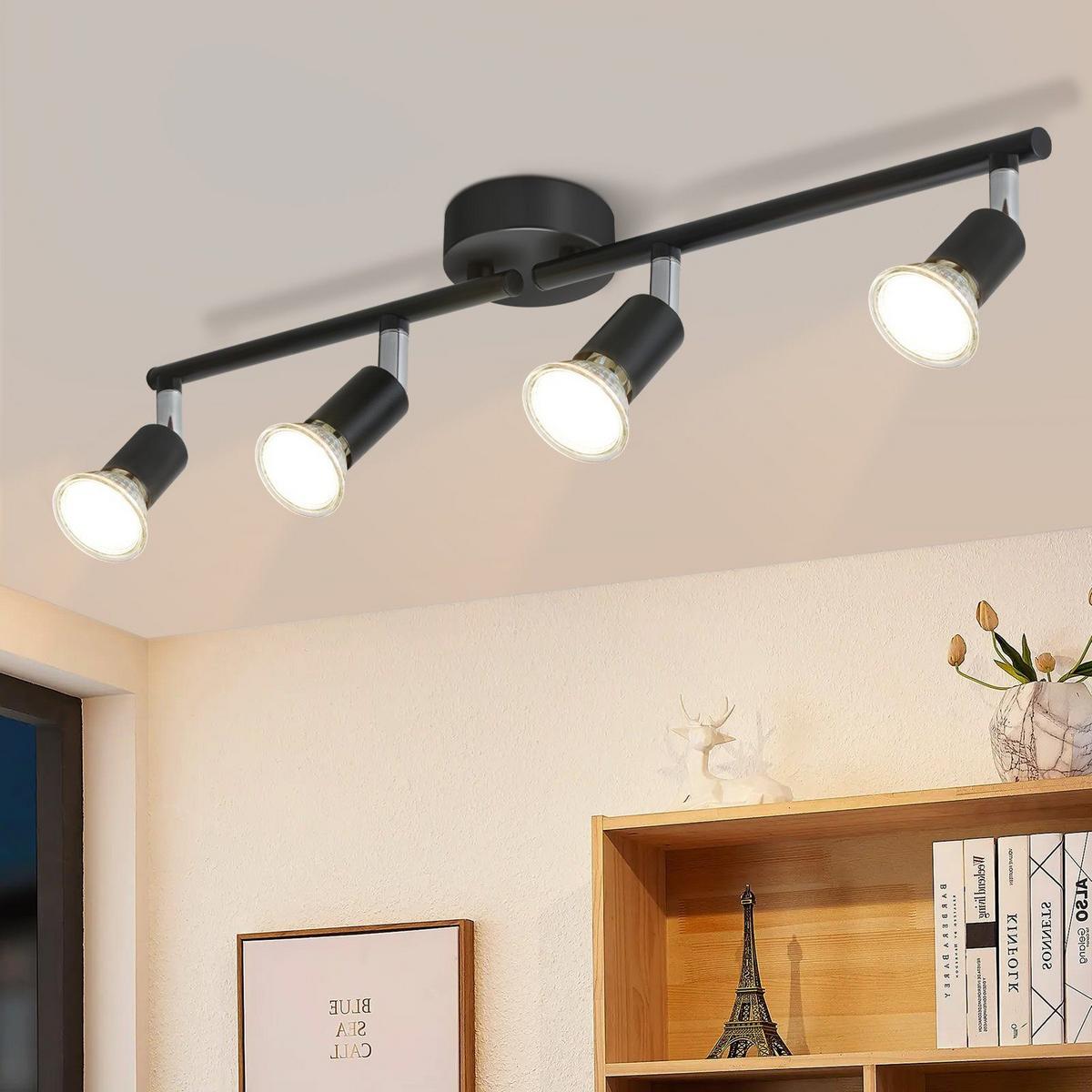DECKENSTRAHLER Max 4-flammig 60/8/14 cm - Schwarz, Metall (60/8/14cm) - Nettlife