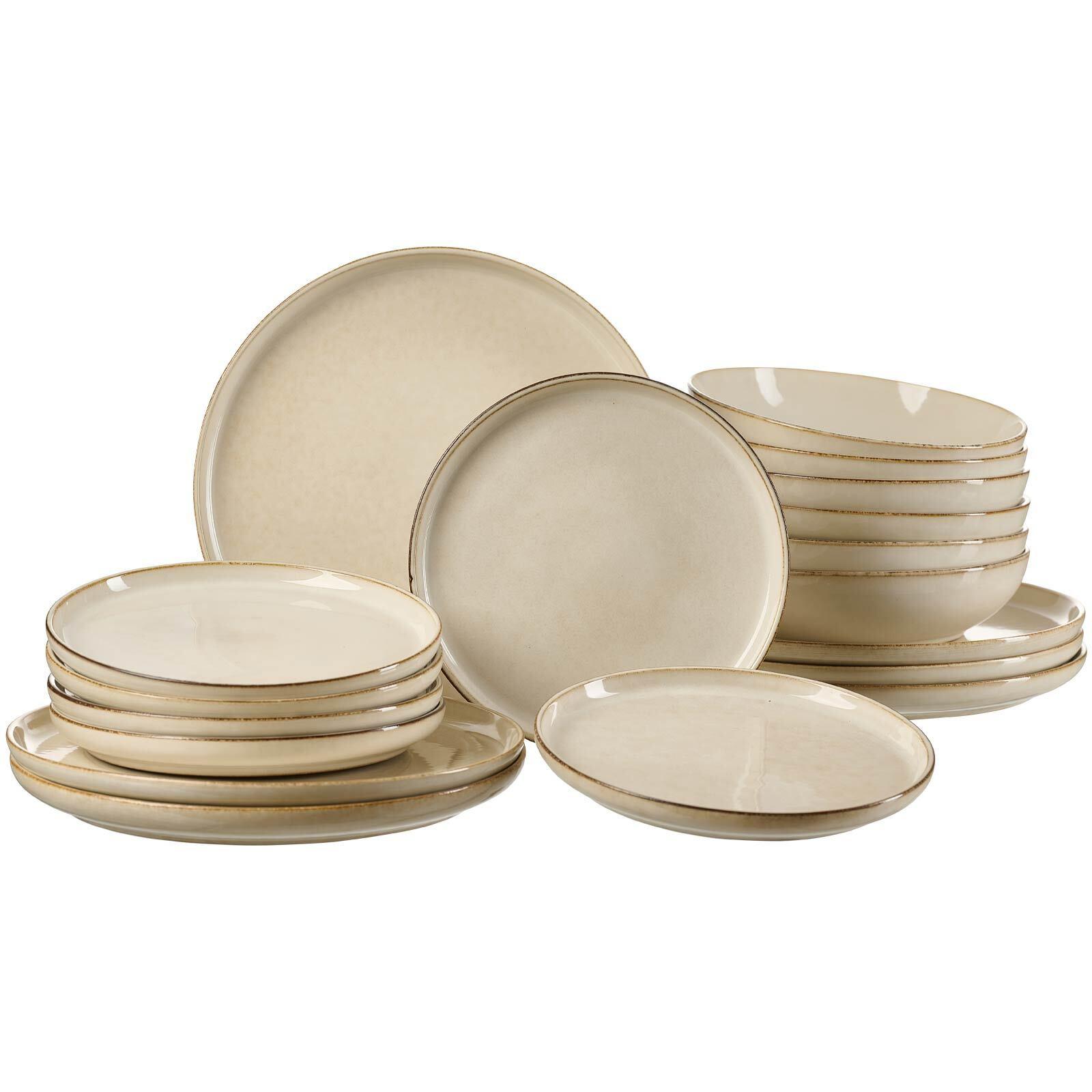 TELLER-SET Olivia beige 18-tlg. - Beige, Keramik (29/40/39cm) - Ritzenhoff Breker