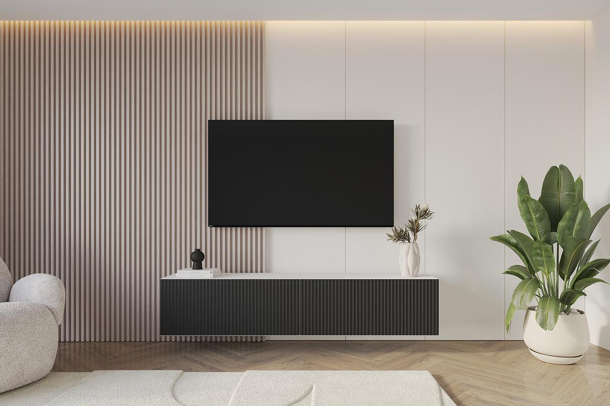 LOWBOARD NOA-2-W 2x100x40x40 cm - Weiß / Schwarz - Schwarz, Holzwerkstoff (200/40/40cm) - ALTDECOR