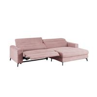 ECKSOFA LAISKA Pink Cord Relaxfunktion - Schwarz/Rosa, Textil/Metall (282/177cm) - KAWOLA