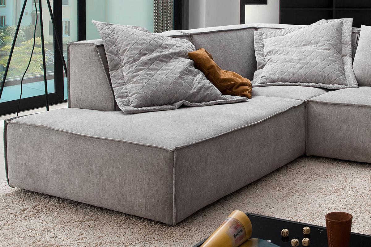 ECKSOFA SAMU Silber Webstoff - Silberfarben/Schwarz, Textil (226/224cm) - KAWOLA