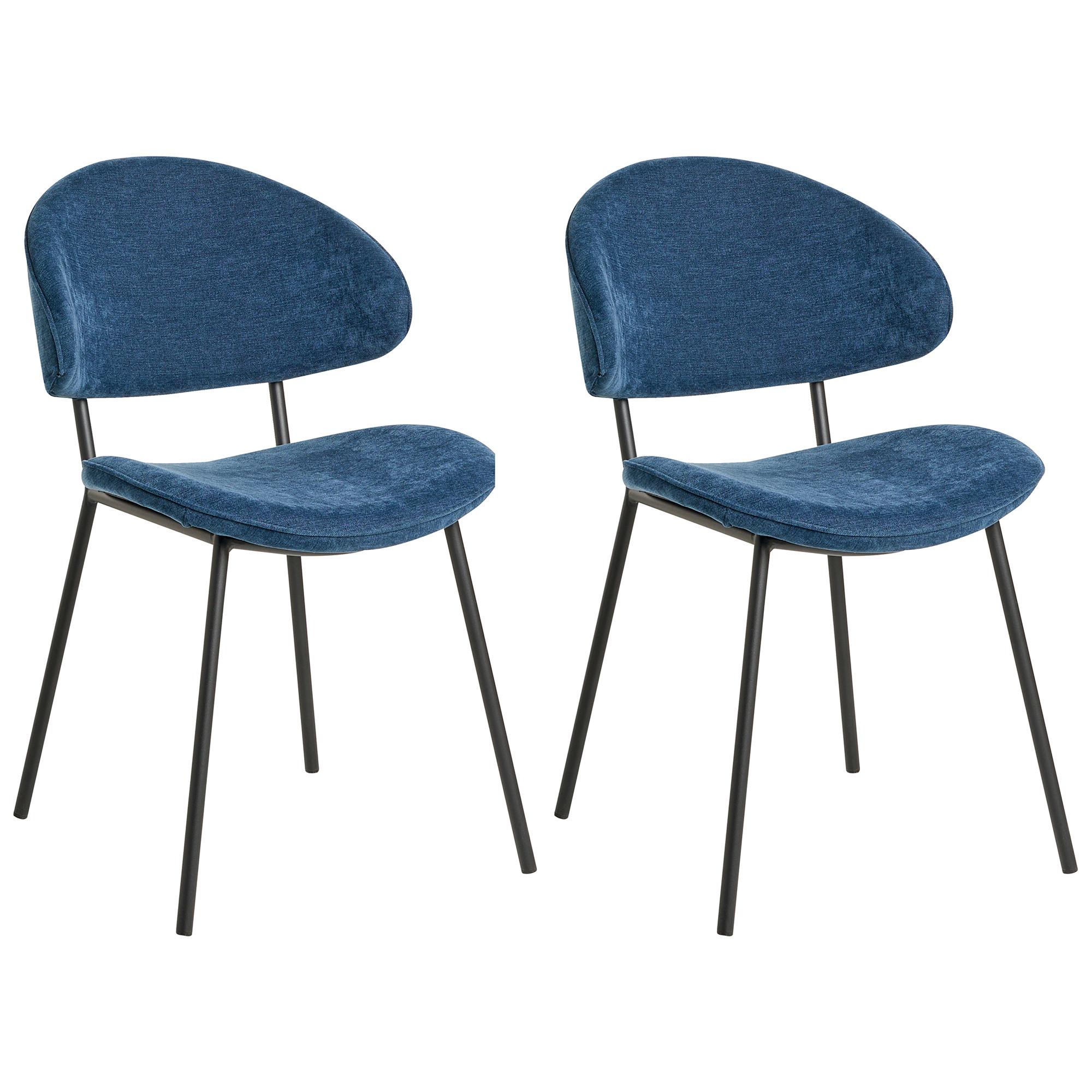 ESSZIMMERSTUHL 2er-Set Stoff Dunkelblau Kiana - Dunkelblau, Textil (50/81/59cm) - Beliani