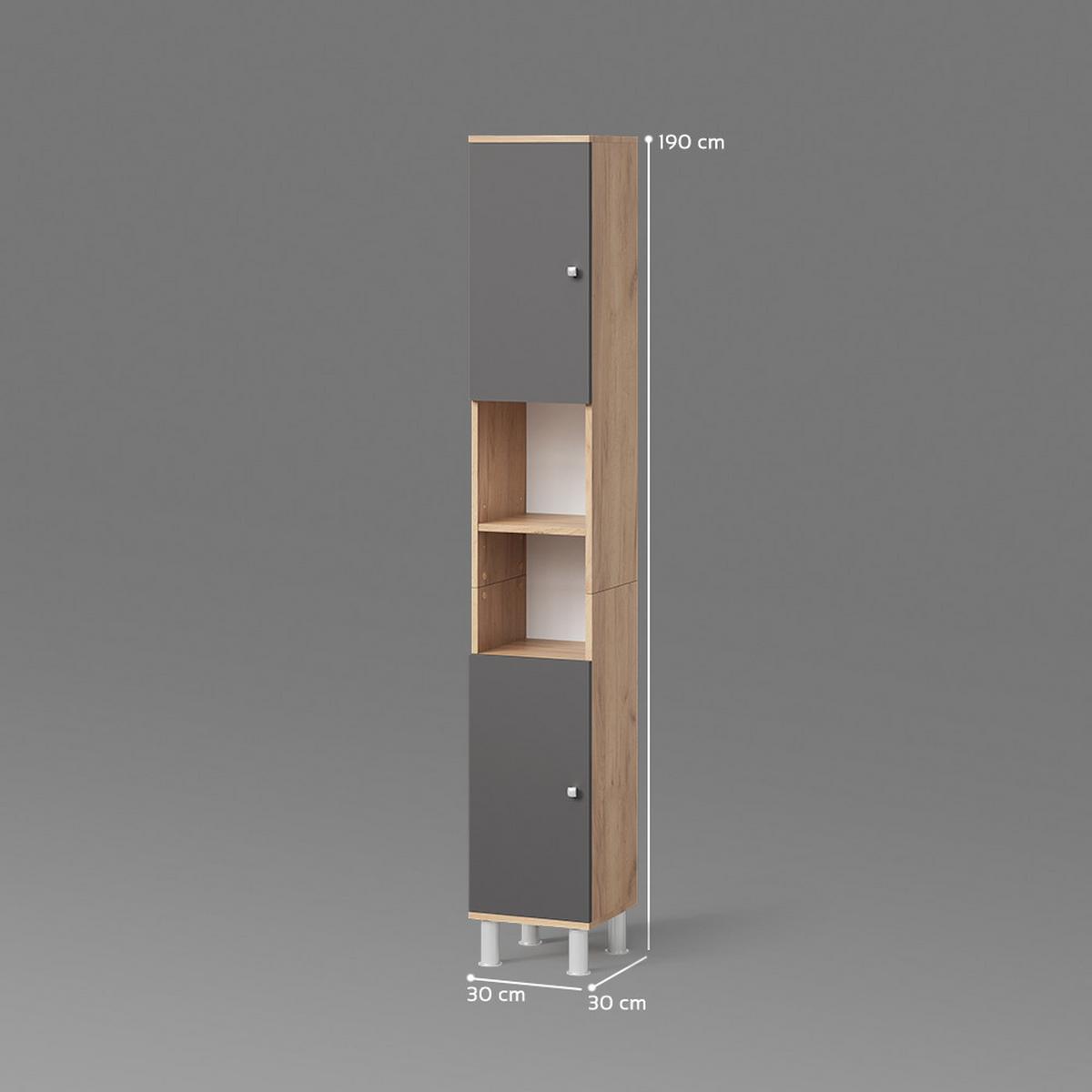 BADSCHRANK Fucino Eiche 30 x 190 cm - Eichefarben, Holzwerkstoff (30/190/30cm) - Livinity®