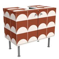 WASCHBECKENUNTERSCHRANK Fliesen mit Halbkreisen Terracotta 60/55/35 cm - Rot, Holzwerkstoff (60/55/35cm) - Bilderwelten