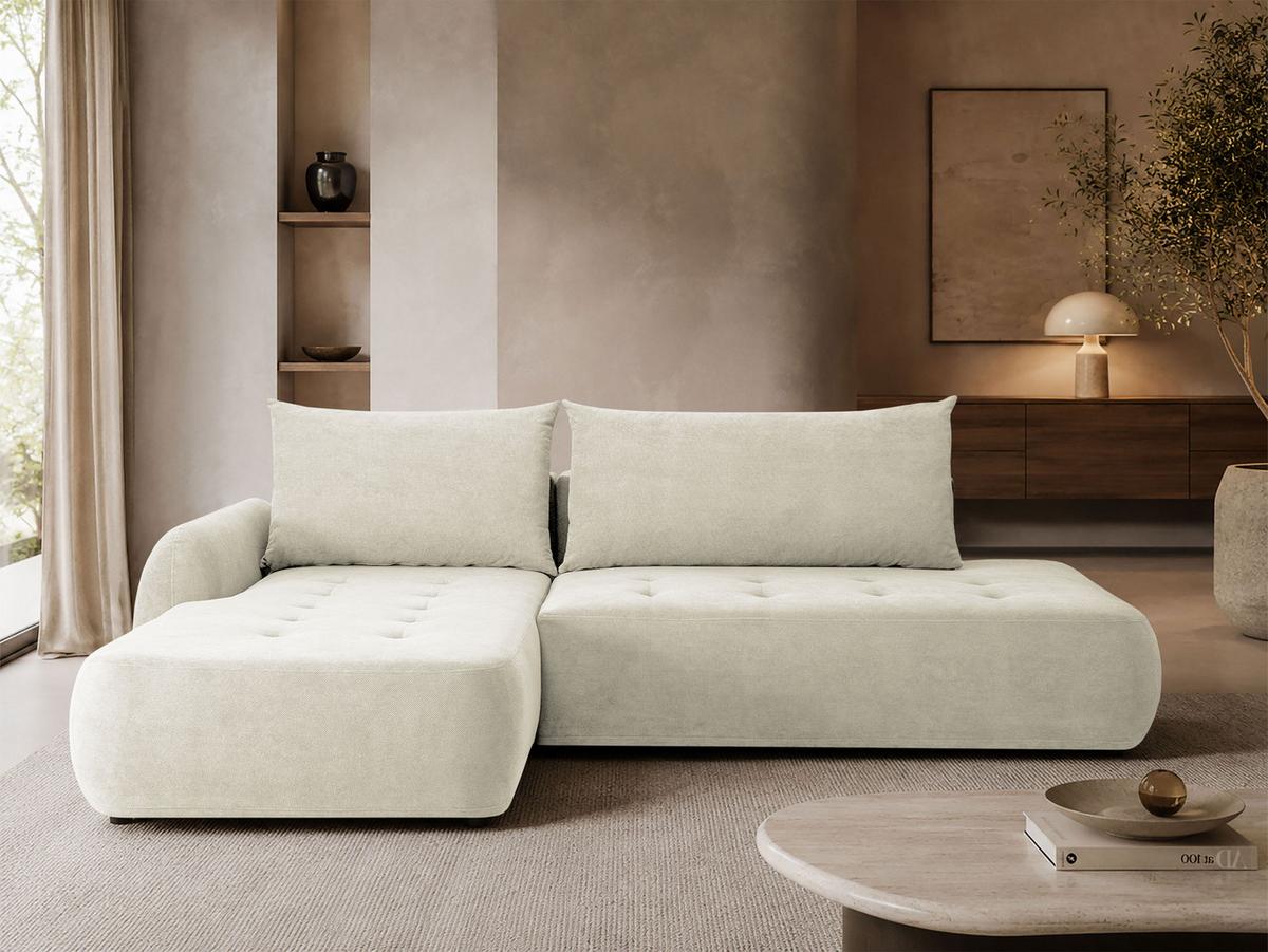 ECKSCHLAFSOFA Bueno I, Seite: Links - Creme/Schwarz, Holz/Textil (300/185cm) - MIRJAN24