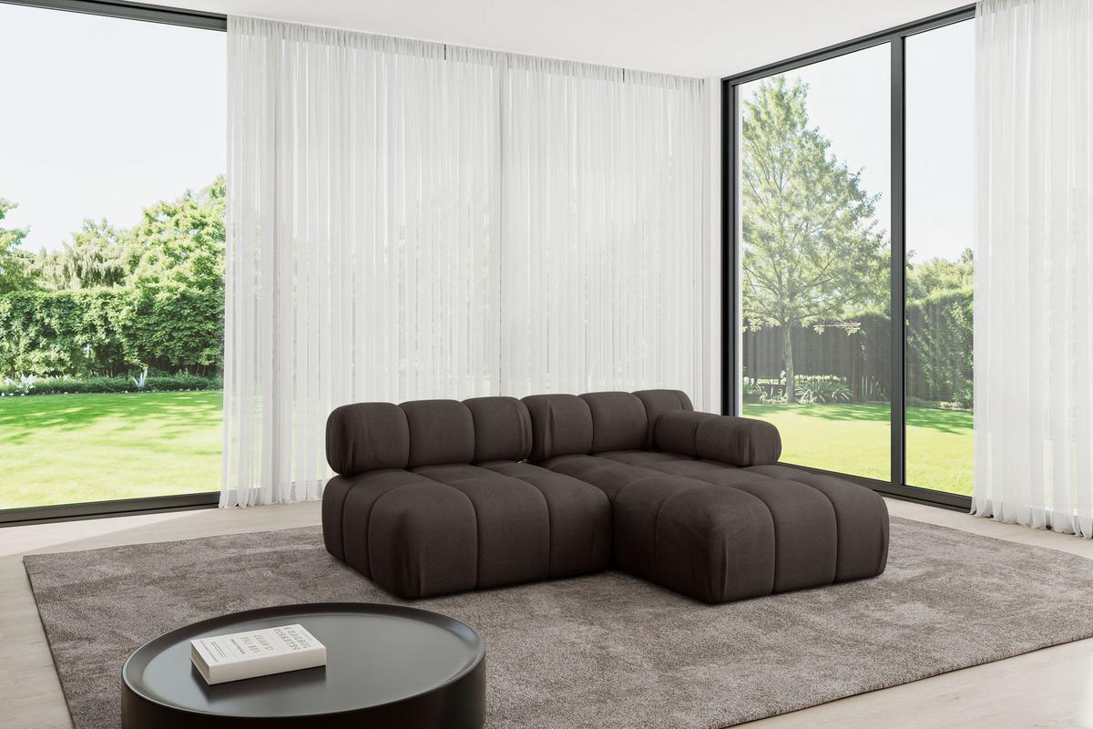 ECKSOFA modulares Sofa Razon-L1 - 190x160x70 cm Braun Velours - Braun, Holzwerkstoff/Textil (190/160cm) - ALTDECOR