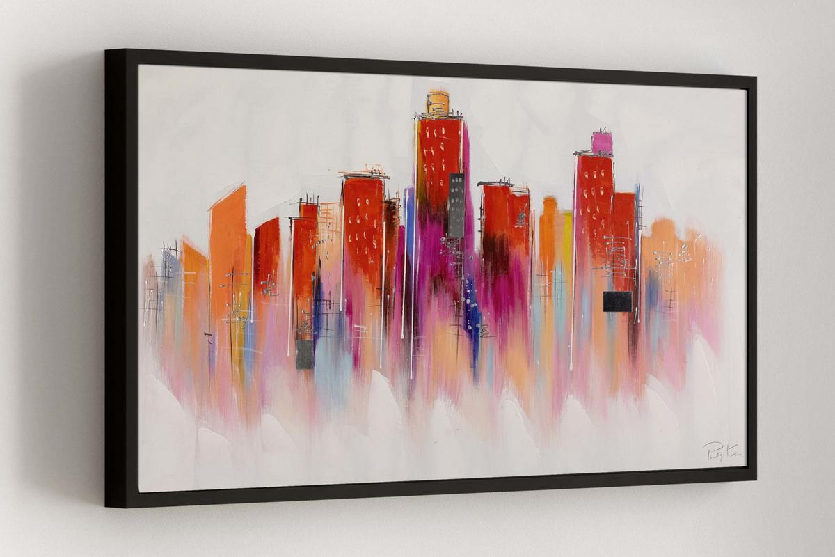 ACRYLBILD HANDGEMALT 120/60 cm - Rot/Weiß, Holz/Textil (120/60cm) - KUNSTLOFT