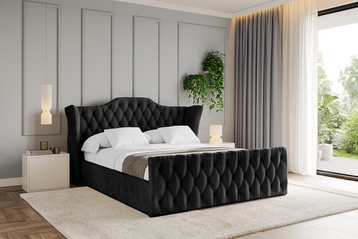 POLSTERBETT mit Bettkasten, Fußteil und Lattenrost, Boxbett mit Matratze H3/H4 - ZORAN-Z 120x200 Schwarz - Schwarz, Holzwerkstoff/Textil (120/200cm) - ALTDECOR