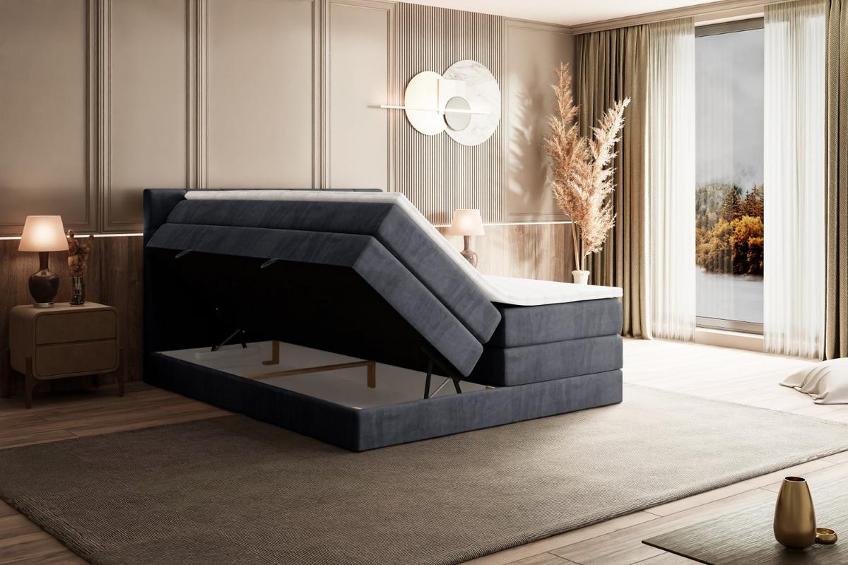 BOXSPRINGBETT BERO KING - 180x200 - H3/H4 - Dunkelgrau - Dunkelgrau, Holzwerkstoff (180/200cm) - ALTDECOR