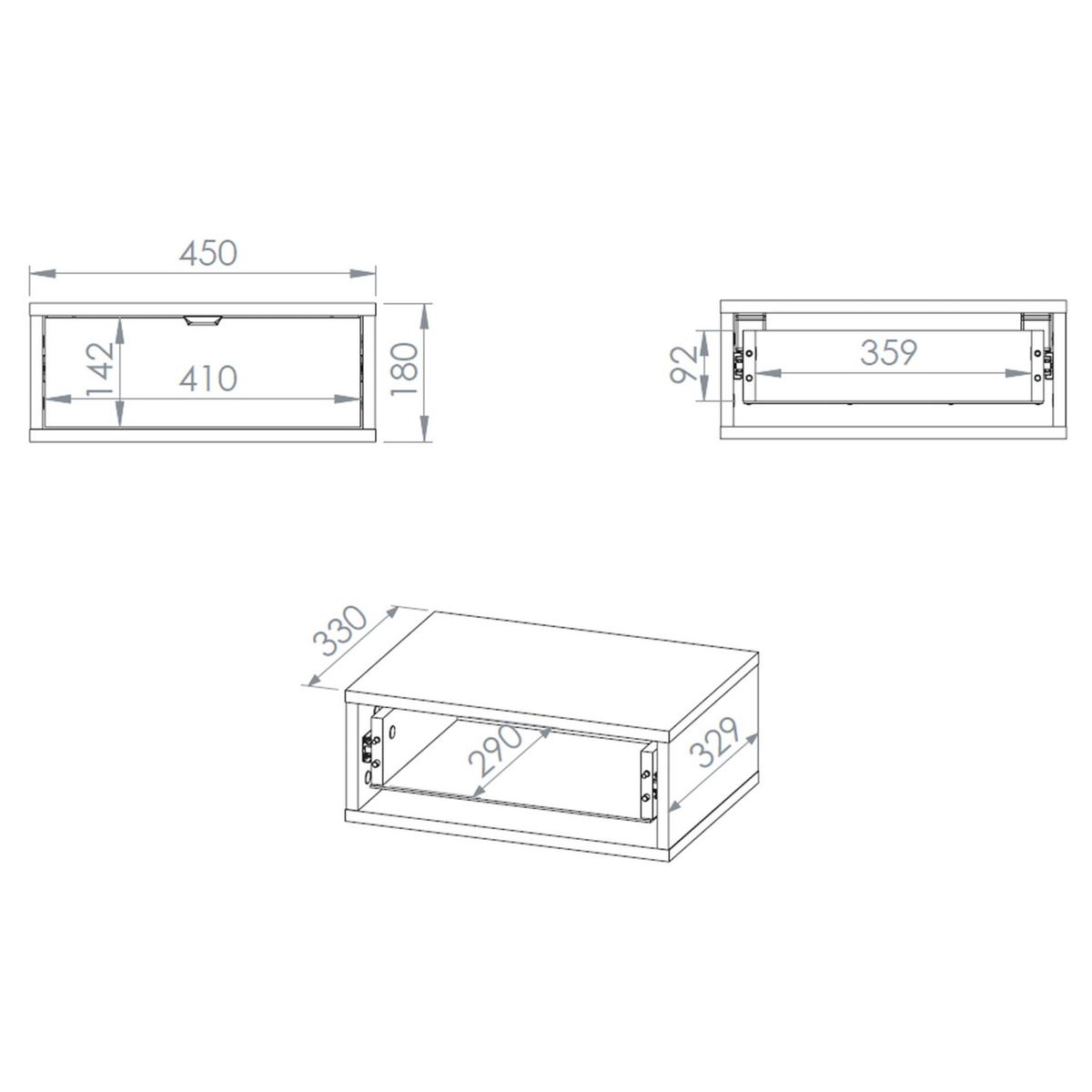 NACHTTISCH HEGGERS Eiche Dunin 45 cm - Dunkelbraun/Goldfarben, Holzwerkstoff/Metall (45/18/33cm) - Selsey
