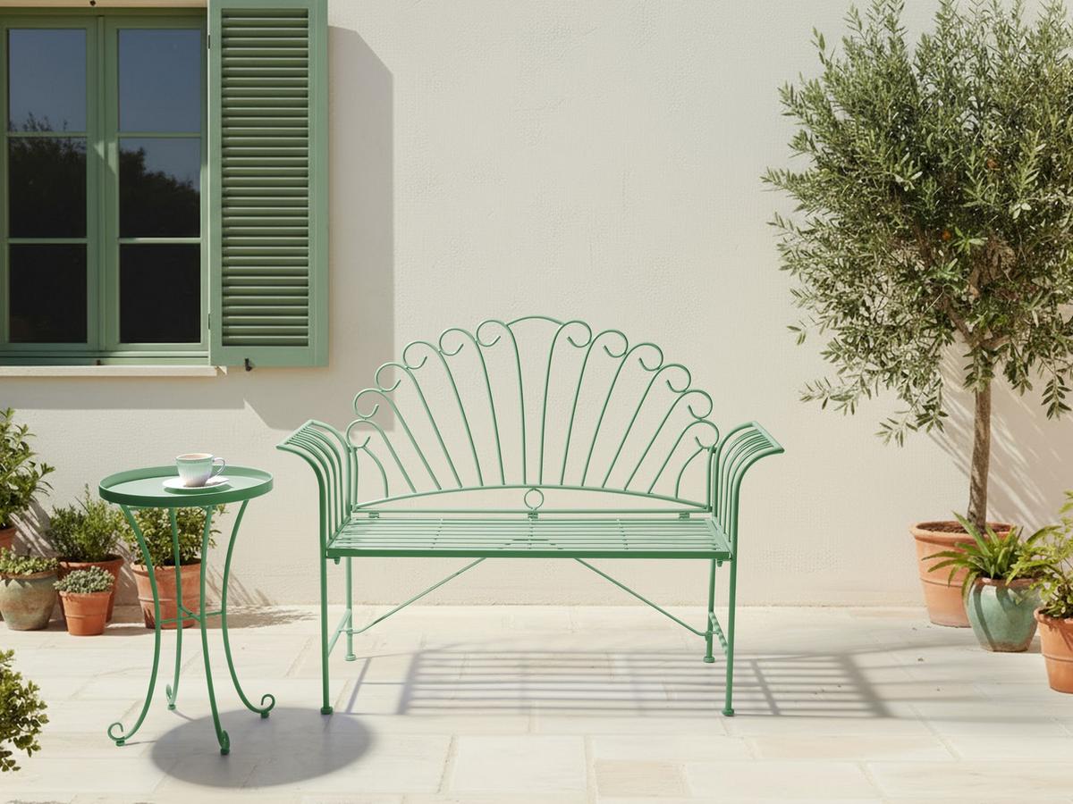 GARTENBANK Grün Cavinia - Grün, Metall (125/97/46cm) - Beliani