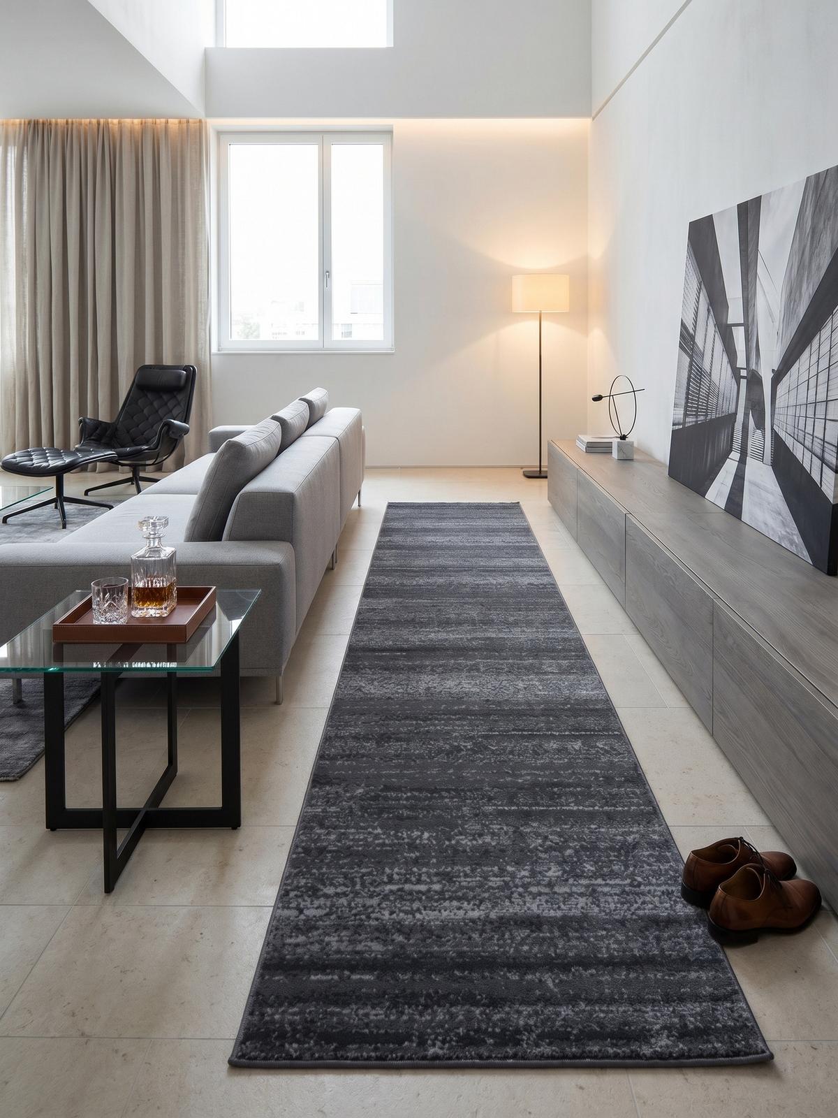 KURZFLORTEPPICH INN, einfarbig, Grau, 80 x 300 cm - Grau, Textil (300/80cm) - KADIMA DESIGN