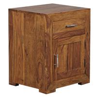 NACHTTISCH Massivholz Schublade Tür Boxspringbett MUMBAI, Dunkelbraun 50x40x60 cm - Dunkelbraun/Braun, Holz (50/60/40cm) - KADIMA DESIGN