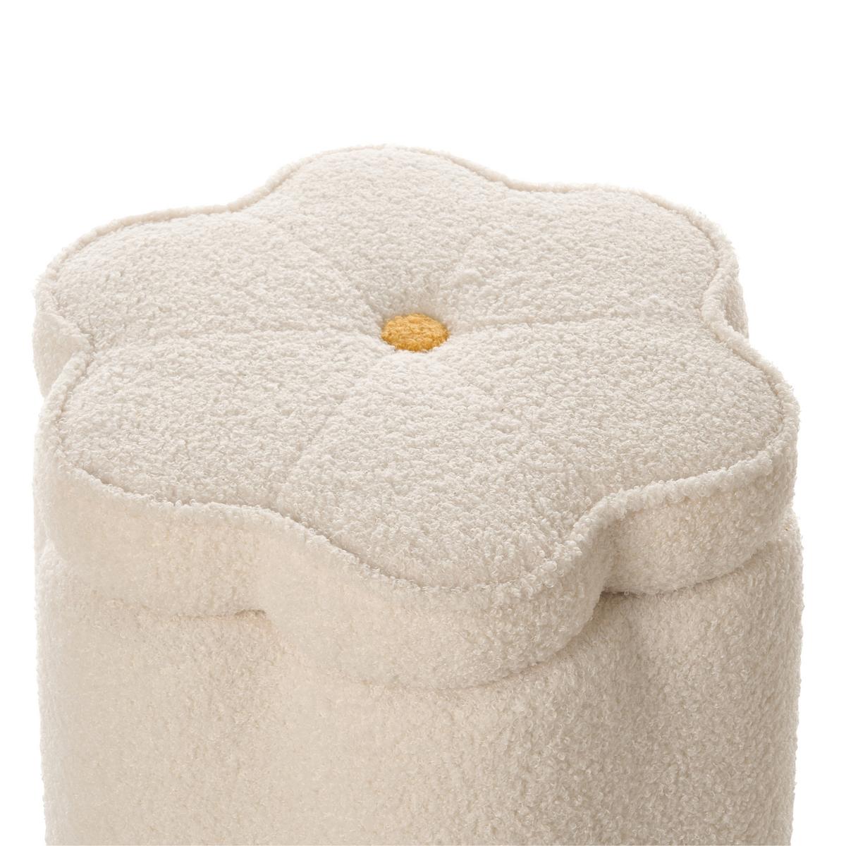 POUF mit Stauraum Bouclé Cremeweiß Blume Flower - Gelb/Creme, Textil (40/38/40cm) - Beliani