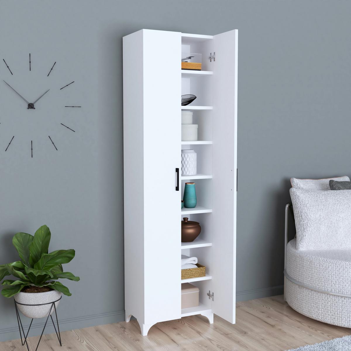 MEHRZWECKSCHRANK Strömsund - Weiß, Holzwerkstoff (48.5/177.5/32cm) - [en.casa]