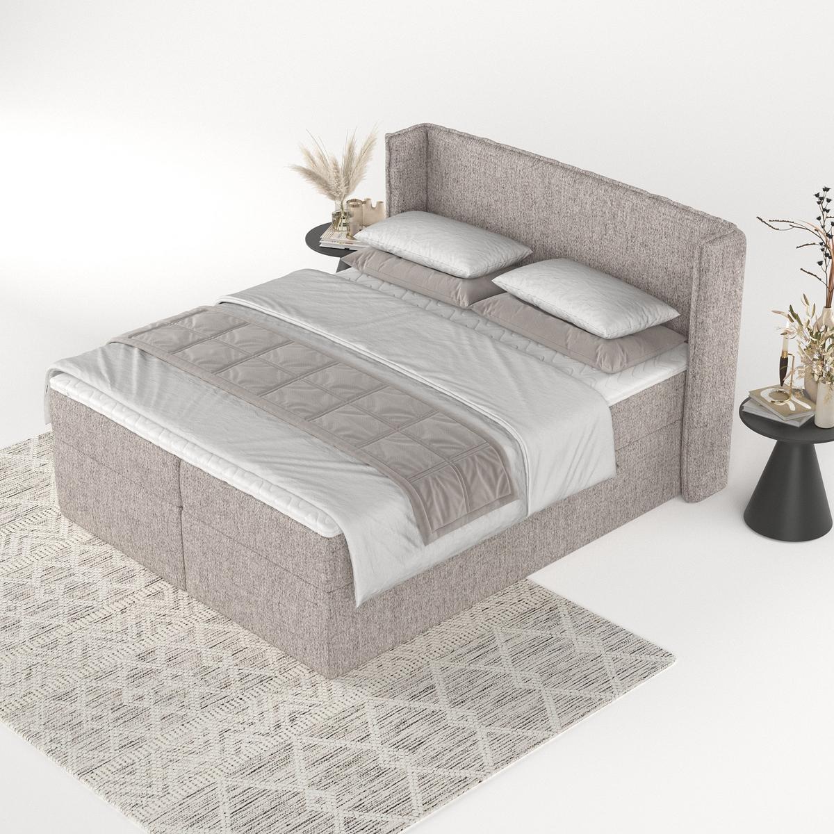 BOXBETT Viva 140/200 cm Beige im Neve Stoff - Beige/Schwarz, Holz/Holzwerkstoff (140/200cm) - AltaBeds