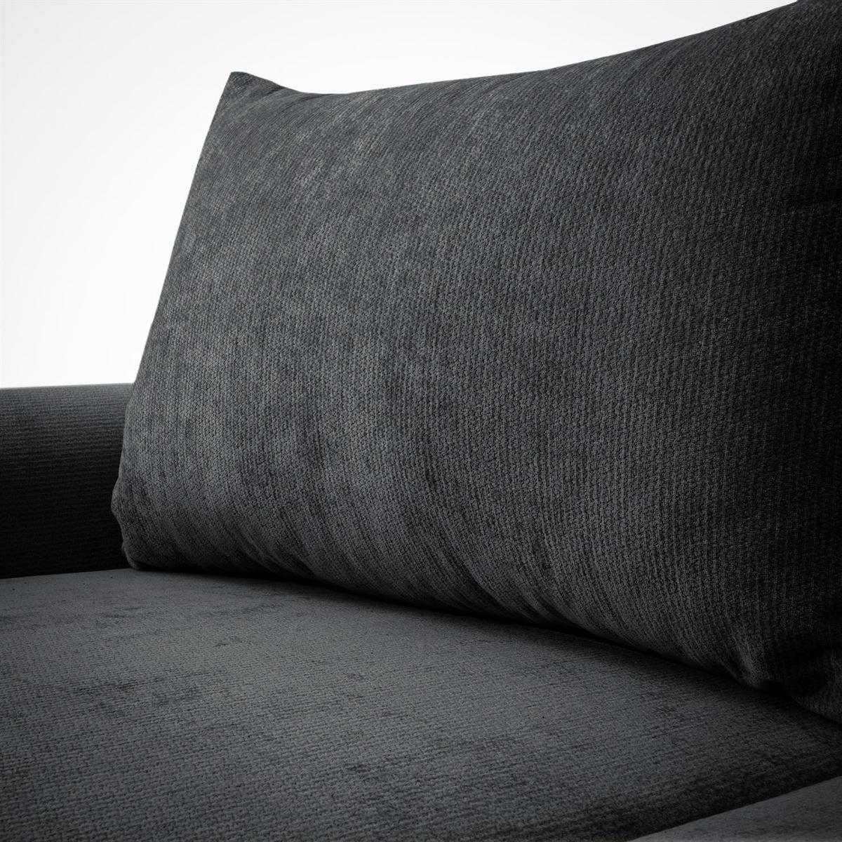 ECKSOFA GOYA mit Schlaffunktion und Bettkasten, Linke, Perfect Harmony 90 - Graphitfarben, Textil (184/302cm) - Lookway