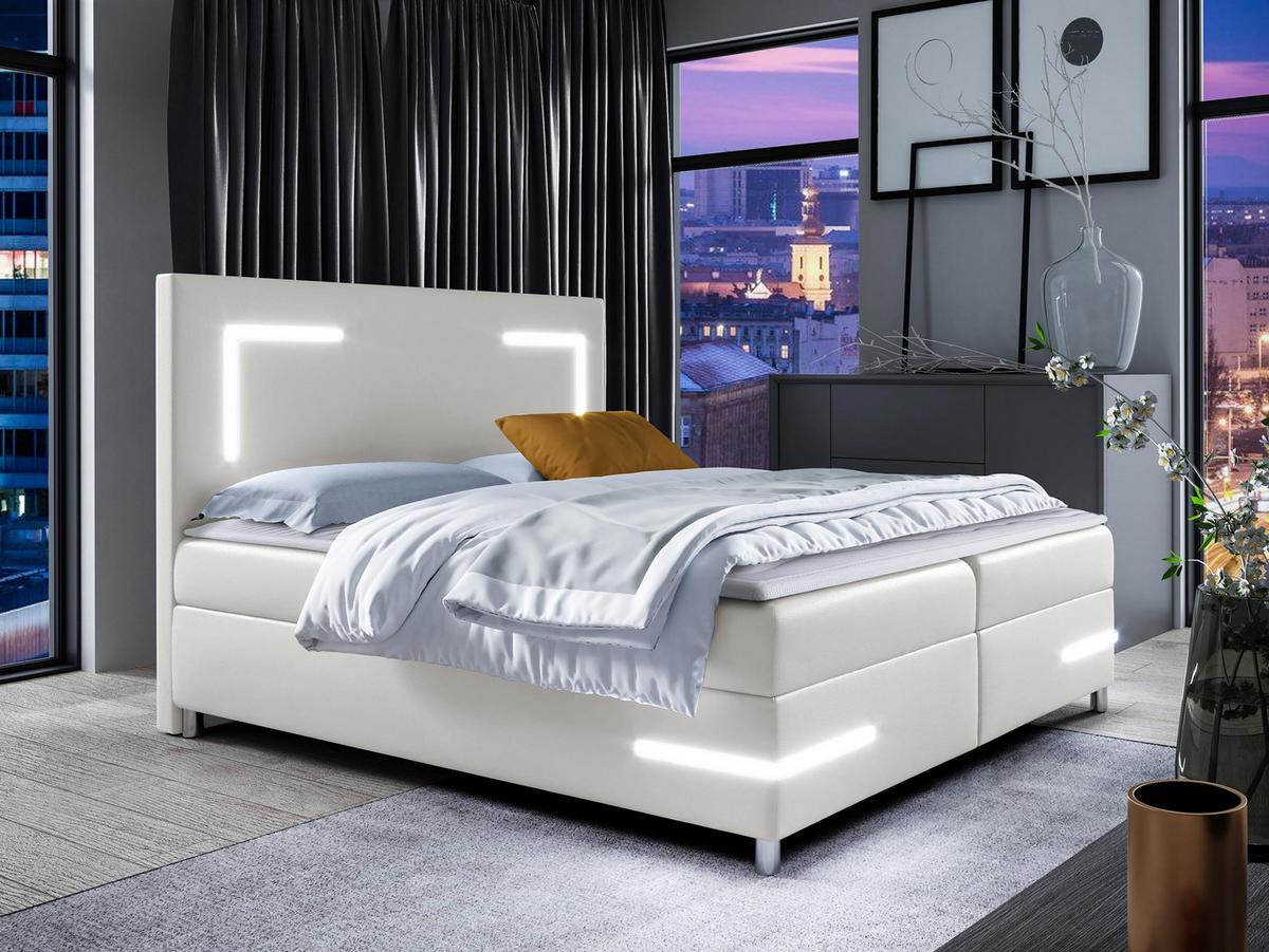 BOXBETT Delos LED - H3 - Weiß, Holz (160/200cm) - MIRJAN24