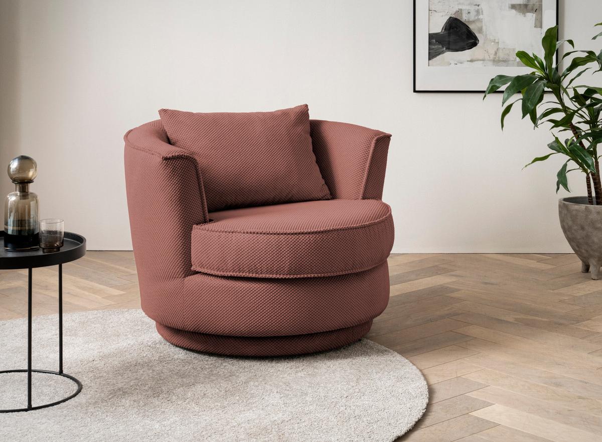 DREHSESSEL terracotta Web-Velours, Sessel 360° drehbar inklusive Kissen - Terracotta, Kunststoff/Textil (95/77/95cm)