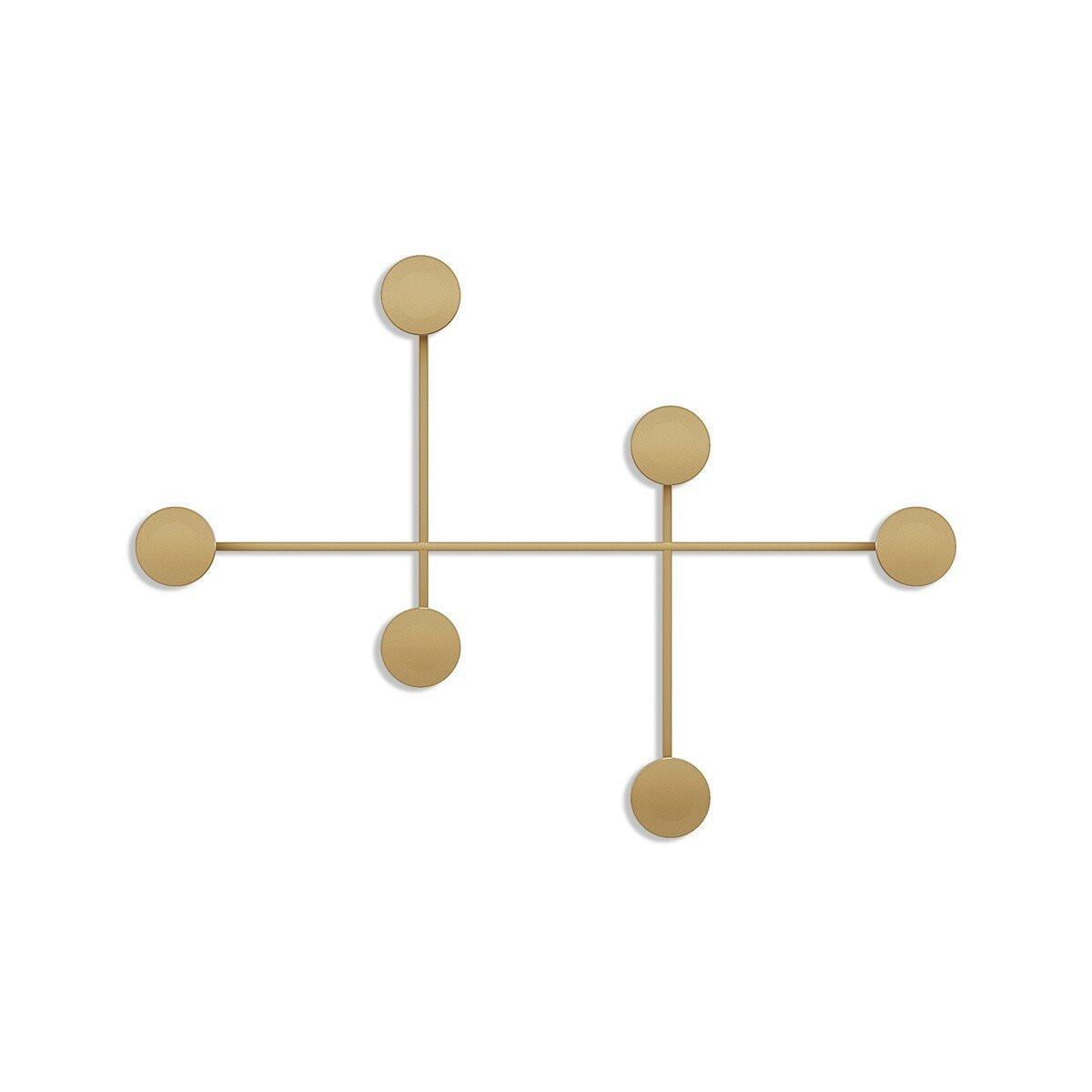 WANDGARDEROBE mit 6 Haken aus schwarzem Metall 82/10/60 cm - Goldfarben, Metall (10/60/82cm) - Calicosy