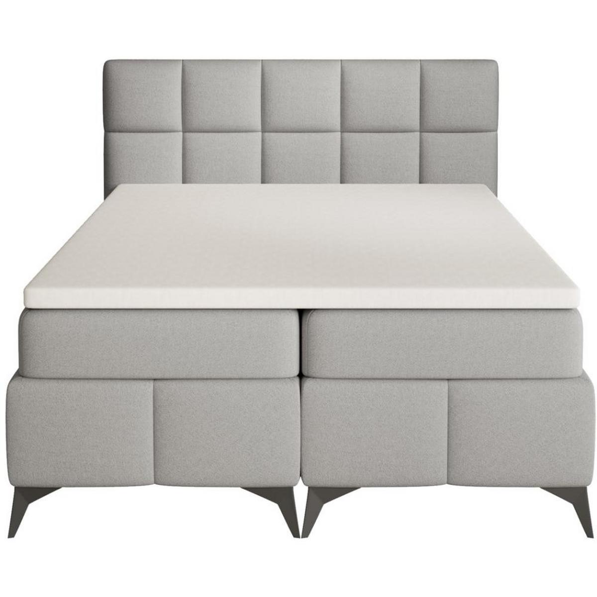 BOXBETT Solido mit Bettkasten 140x200 cm hellgrau - Hellgrau/Schwarz, Textil/Metall (140/200cm) - Beautysofa