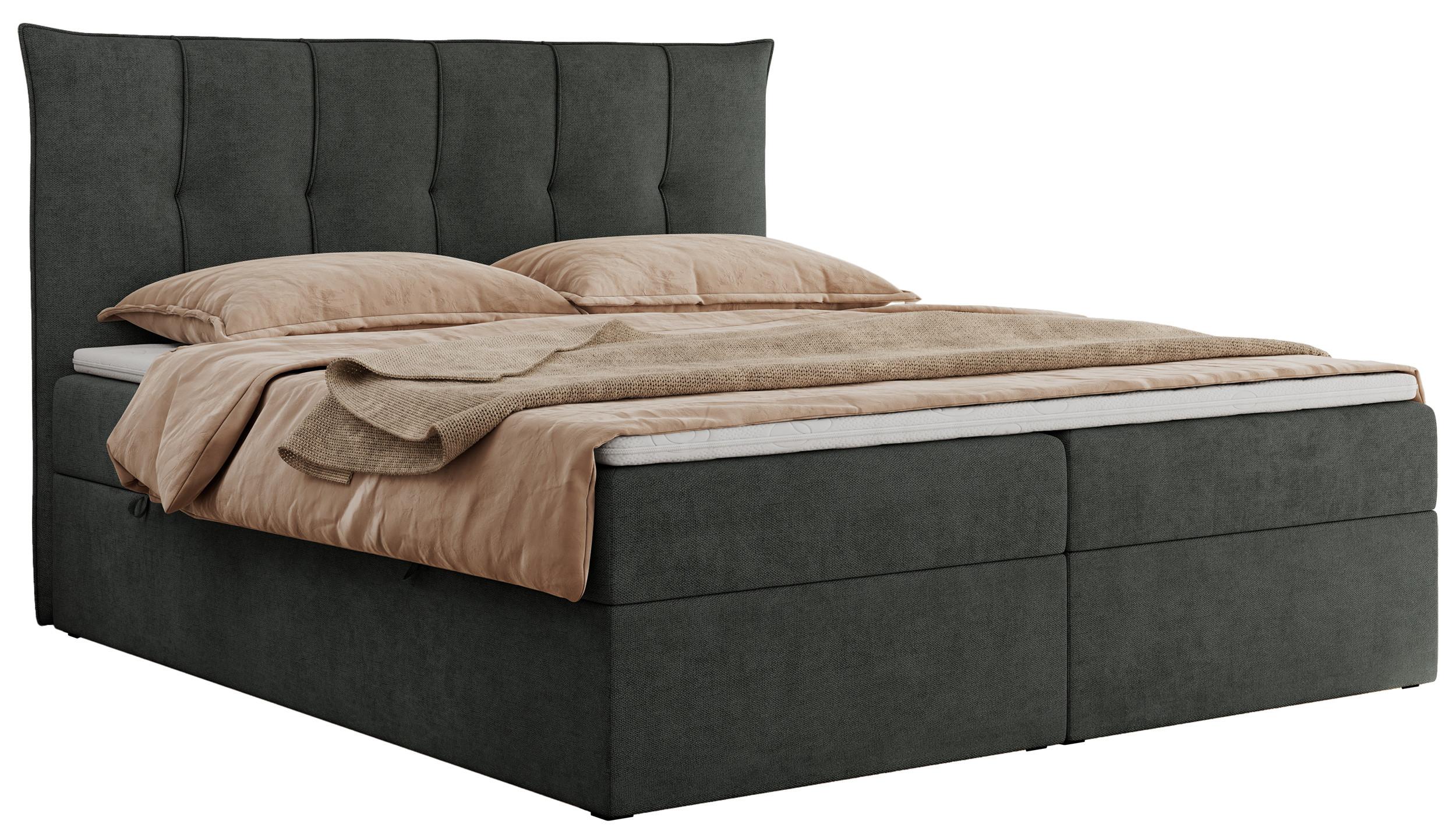 BOXBETT PREMIUM 10 140/200 Dunkelgrau Struktur - H4 - Dunkelgrau, Holz/Textil (140/200cm) - MKS