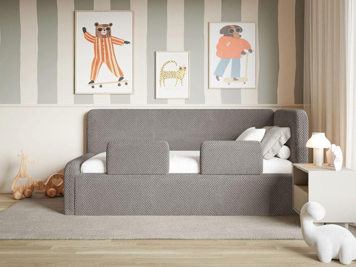 JUGENDBETT Fanko Samt Taupe 90x200 cm - Graubraun/Schwarz, Kunststoff/Textil (90/200cm) - Selsey