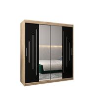 SCHWEBETÜRENSCHRANK 200/180/62 2-türig - Silberfarben/Schwarz, Holz/Kunststoff (180/200/62cm) - Abiks Möbel