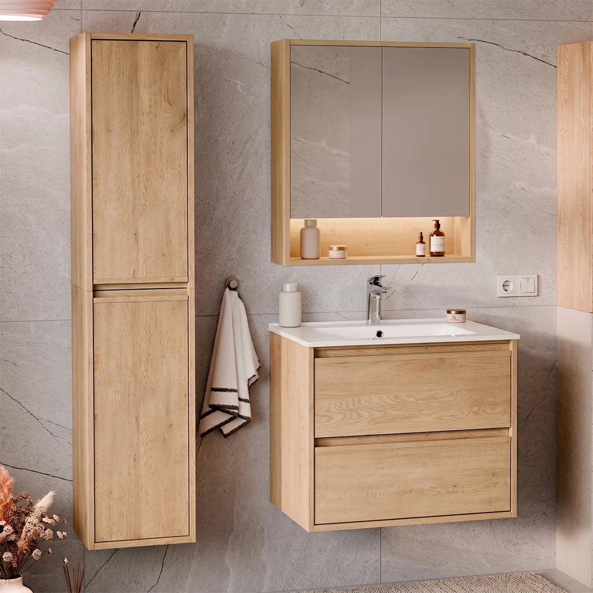 BADMÖBEL 61cm 2er-Set Holz - Braun, Holzwerkstoff (61/52/46cm) - Petits-meubles