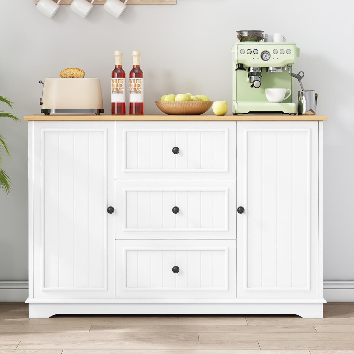 SIDEBOARD mit 3 schubladen & kühlschrank-türen - Weiß, Holzwerkstoff (126/86/40cm) - Urban Meuble