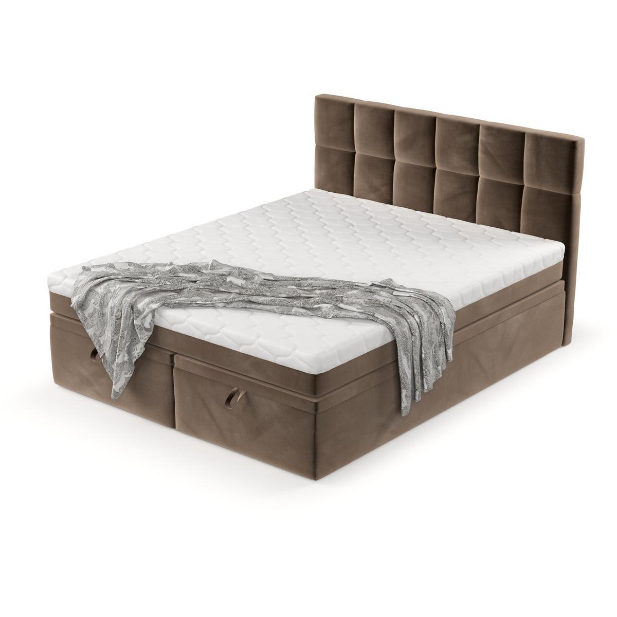 BOXBETT Elano 160/200 cm Braun im Paros Stoff - Schwarz/Braun, Holz/Holzwerkstoff (160/200cm) - AltaBeds