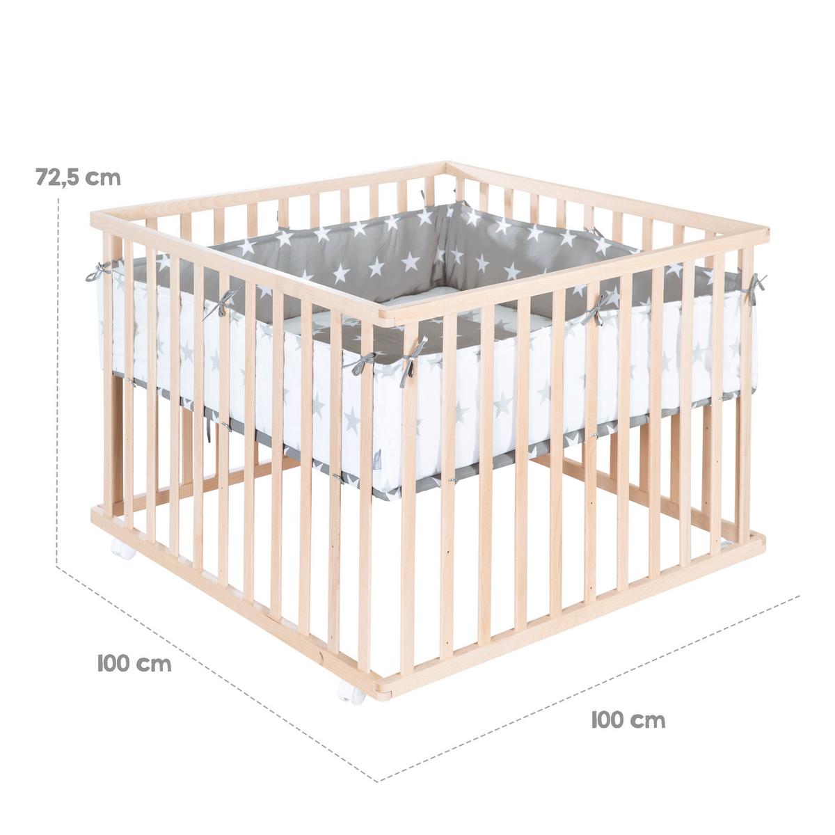 LAUFGITTER 100x100 Little Stars - Naturfarben, Holzwerkstoff (100/72.5/100cm) - Roba