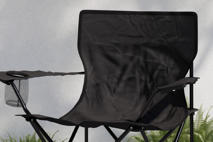 Campingsessel Schwarz Bezug Oxford-Gewebe Flaschenhalter