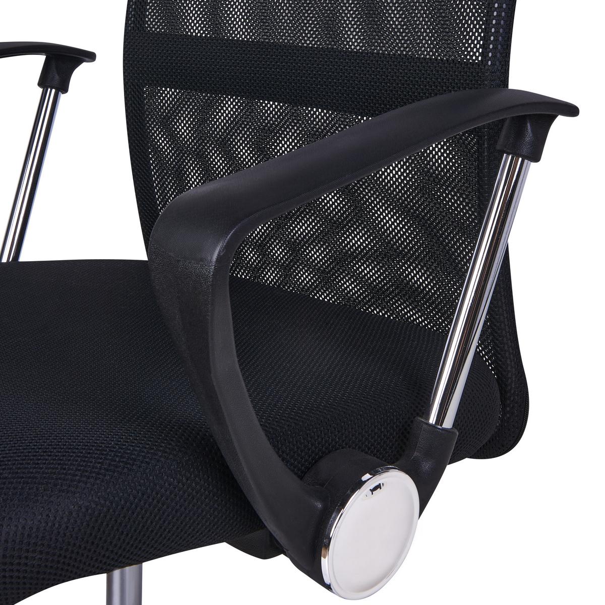 BÜROSTUHL Schwarz Best - Silberfarben/Schwarz, Textil (55/94/55cm) - Beliani
