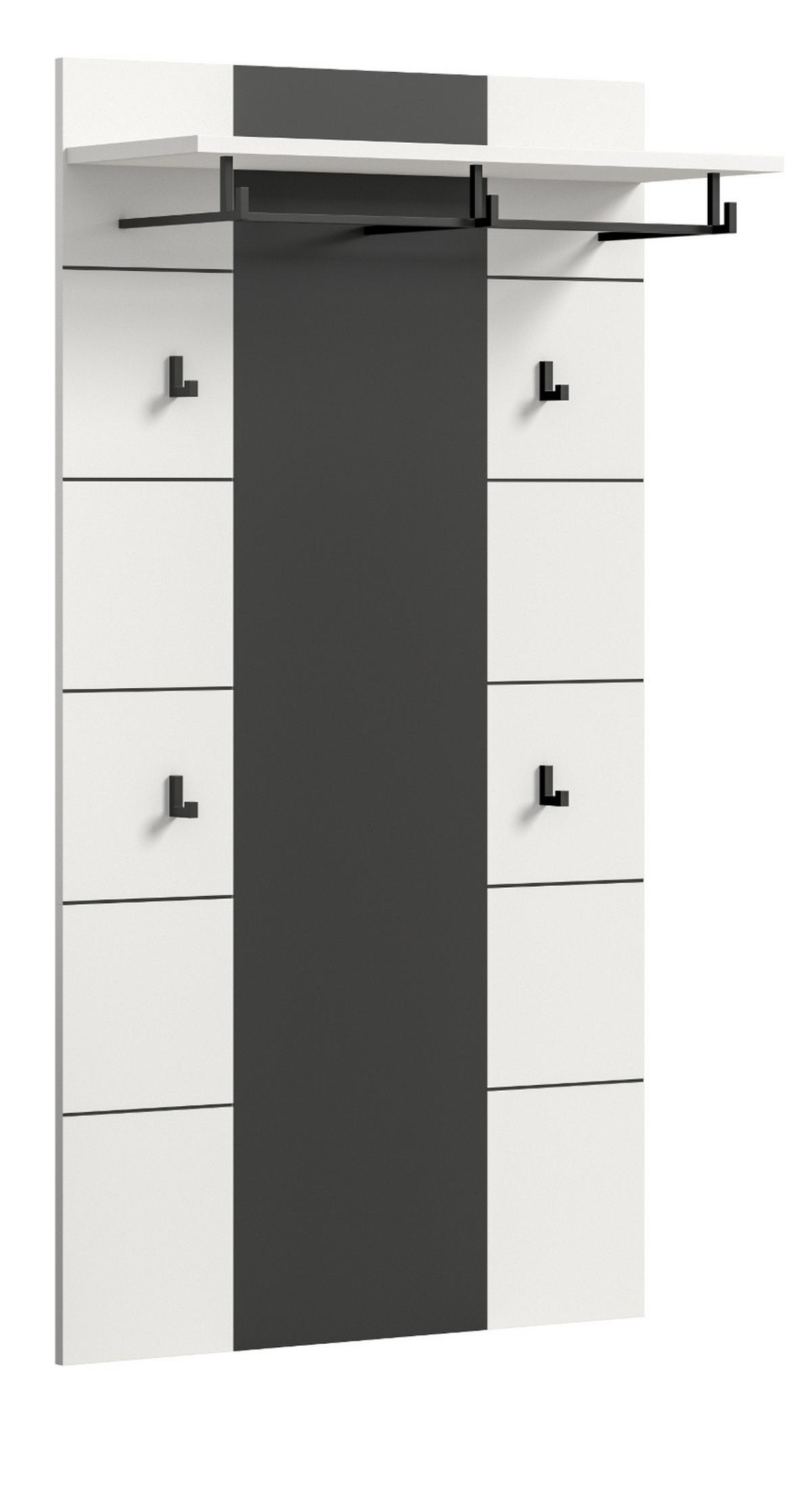 GARDEROBENPANEEL in weiß, grau, Wandgarderobe 80 x 141 cm, Cooper - Weiß/Grau, Holzwerkstoff/Metall (80/141/141cm) - Inn.Furn