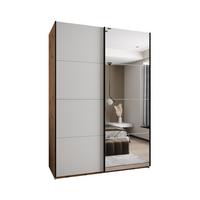SCHWEBETÜRENSCHRANK 245,5/180/64 2-türig - Schwarz/Weiß, Holz/Metall (180/245/64cm) - Abiks Möbel