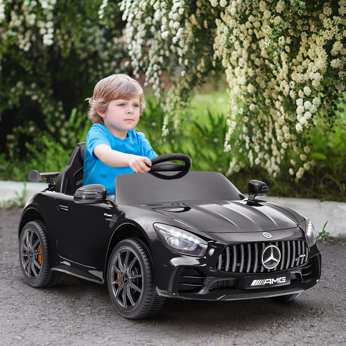 ELEKTRO-KINDERAUTO, Mercedes, 3-5 km/h, Fernbedienung, Licht & Musik, Schwarz - Schwarz, Kunststoff/Metall (108/67/46cm) - AIYAPLAY