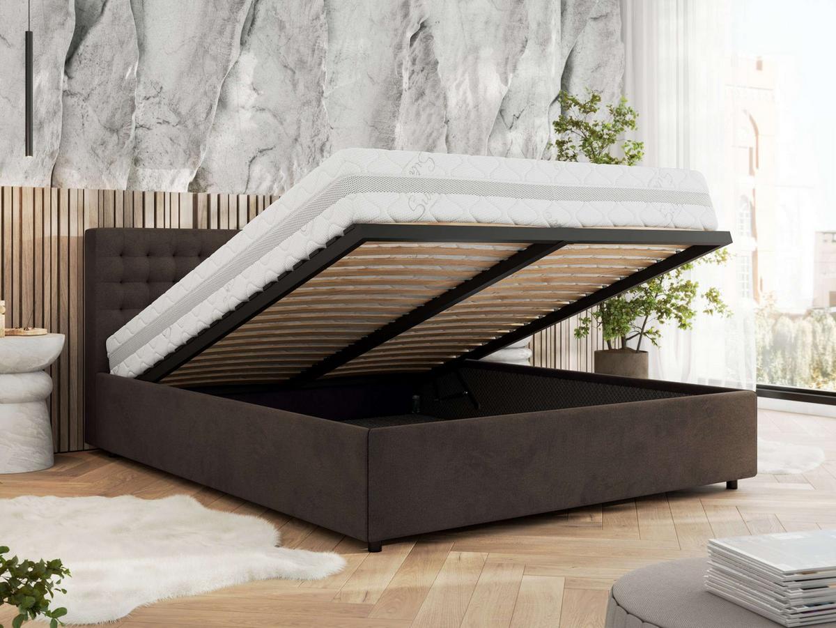 POLSTERBETT PAVO CLASSIC 200/200 - Braun Velvet - Multipocket-Matratze - Braun, Textil (200/200cm) - MKS