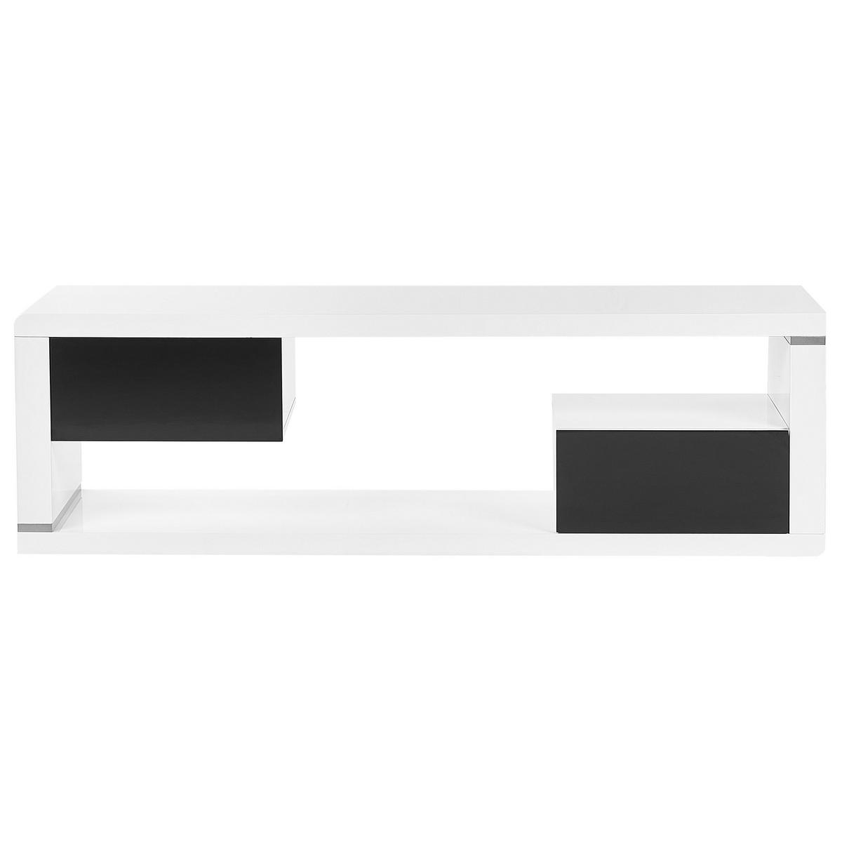 TV-MÖBEL Weiß, Schwarz SPOKAN 39/140/43 cm - Weiß, Holzwerkstoff (140/43/39cm) - Beliani