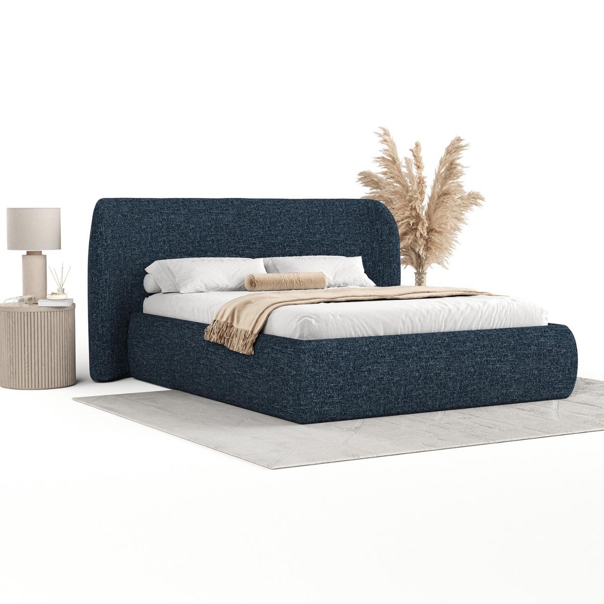 POLSTERBETT Bellano mit Stauraum 200/200 cm Marineblau im Modesto Stoff - Schwarz/Naturfarben, Holz/Holzwerkstoff (200/200cm) - AltaBeds