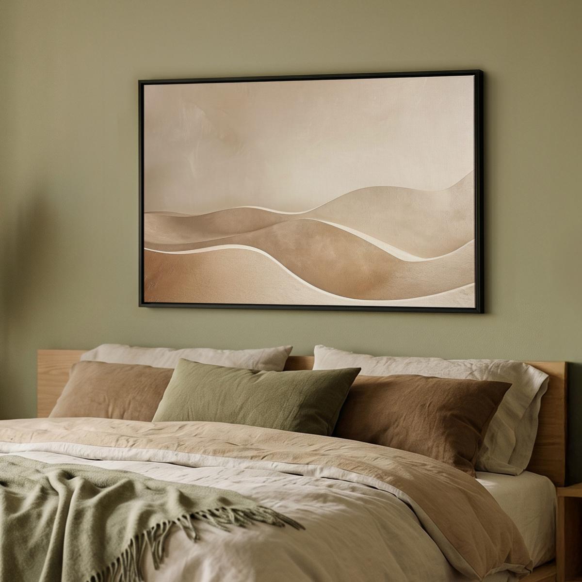 LEINWAND Bilder mit Rahmen - Beige - Natur - Abstrakt - Modern - 90x60 - Beige, Textil (90/60cm) - MuchoWow