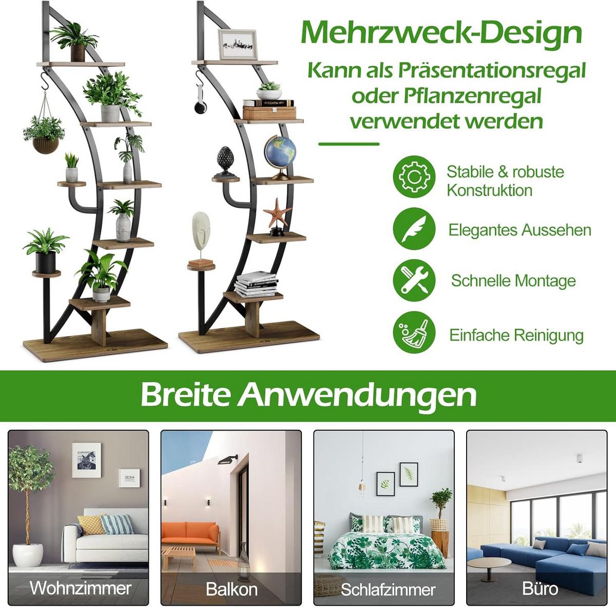 BLUMENSTÄNDER Braun - Braun, Holz (60/155/30cm) - COSTWAY