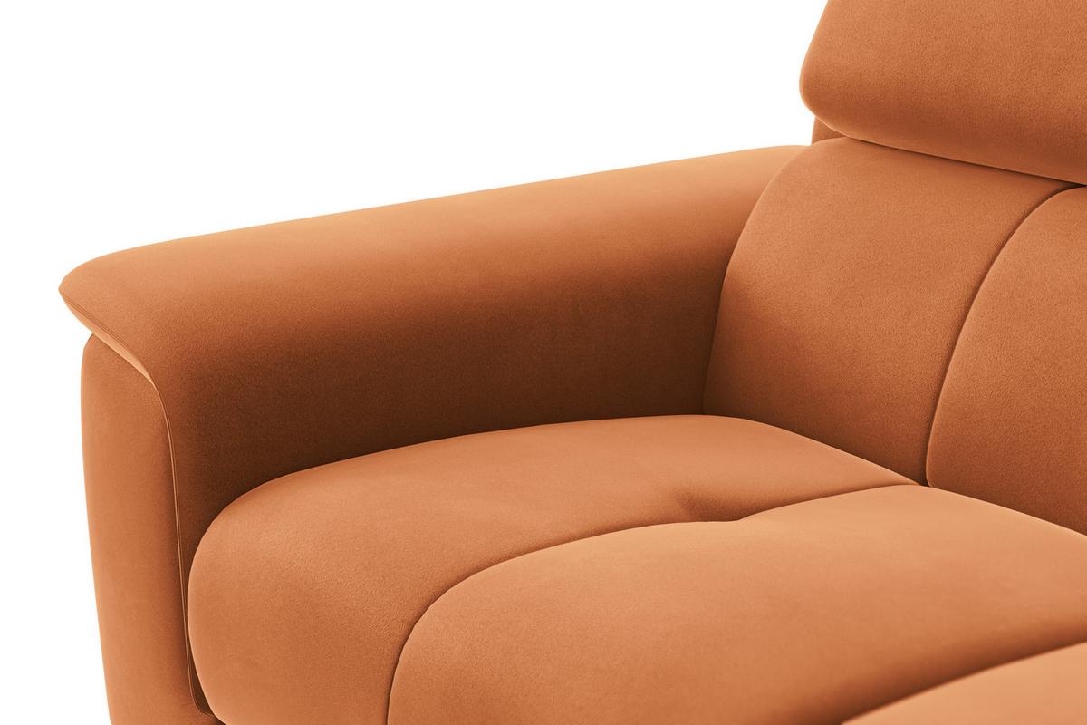 SOFA FIERO 2-Sitzer, Oranger Veloursstoff - Schwarz/Orange, Holz/Textil (170/82/103cm) - Courtois Laville