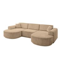WOHNLANDSCHAFT MARI-U1-v3 - 303x171x83 cm Taupe Velours - Taupe/Schwarz, Holzwerkstoff/Kunststoff (303/83/171cm) - ALTDECOR